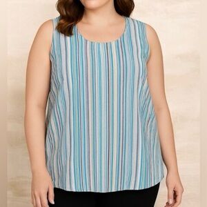 NWT!Maggie Barnes Multicolor Striped Tank Top Size 3X